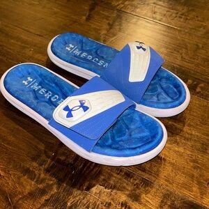 Under Armour blue slides